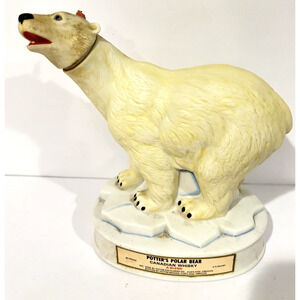 Vintage Potters Polar Bear Whiskey Decanter Empty Barware Ceramic Advertising